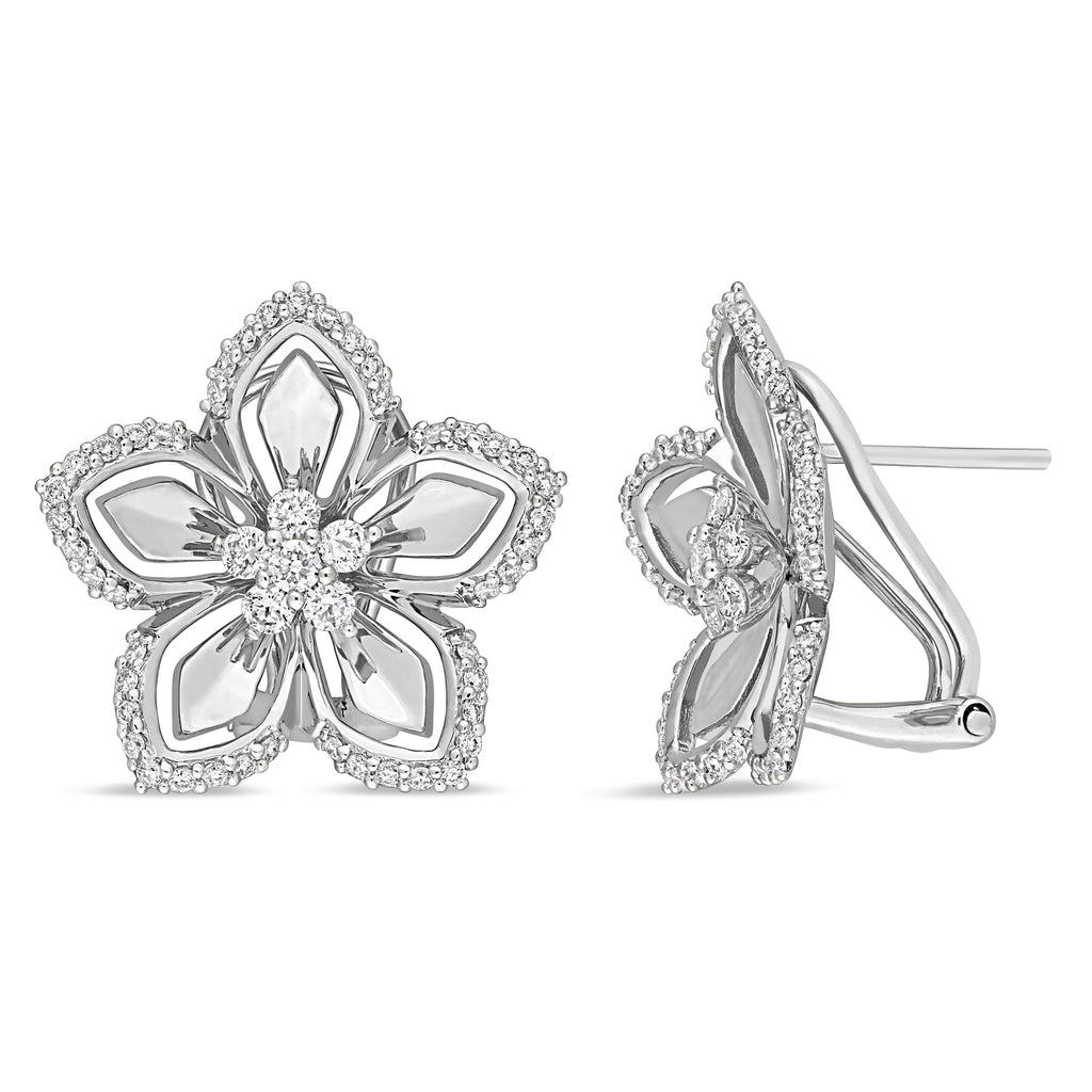 Round Diamond Cuff Earrings 14k White Gold (0.875 ct)