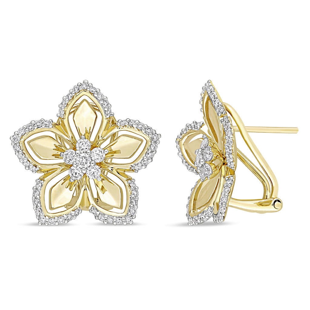 Round Diamond Cuff Earrings 14k Yellow Gold (0.875 ct)