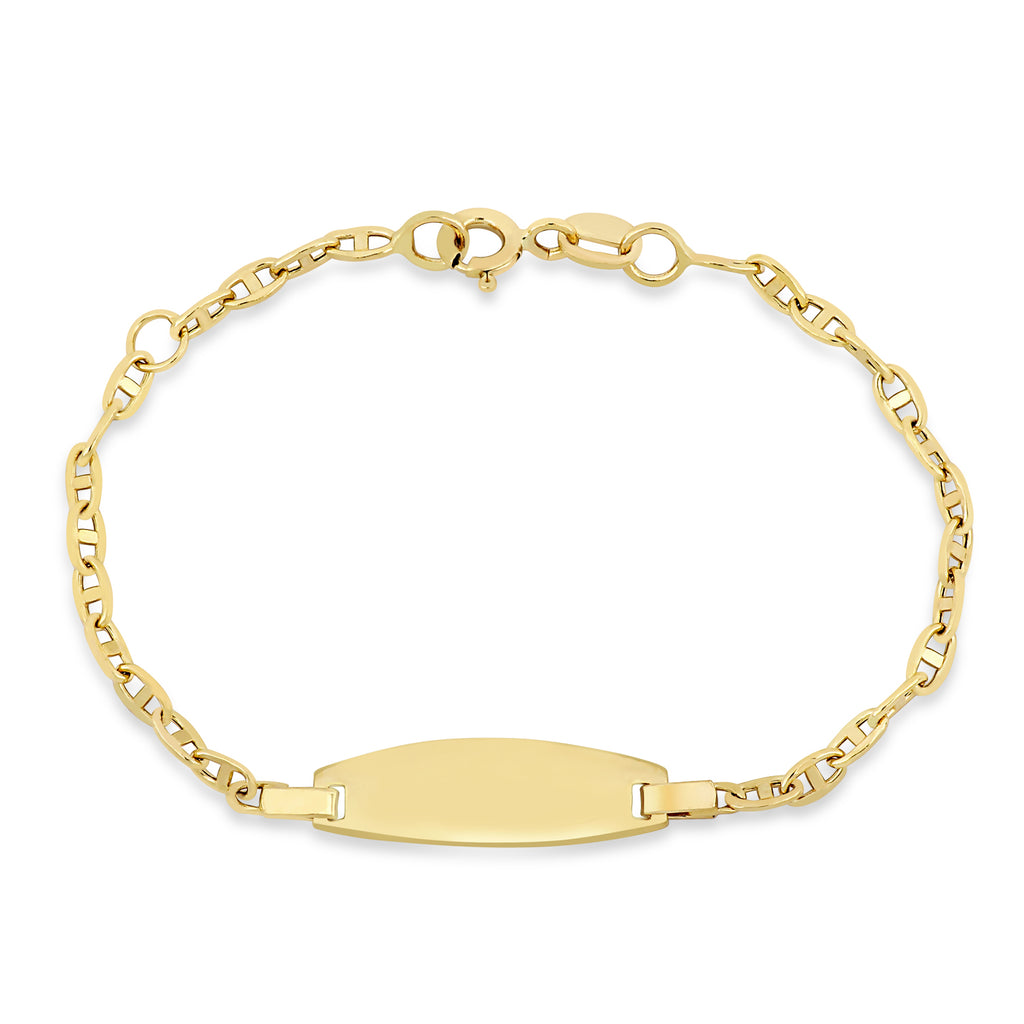 Engravable Mariner Link ID Bracelet 18k Yellow Gold