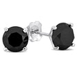 Round Cut Black Diamond Stud Earrings 14k White Gold (3.03ct)