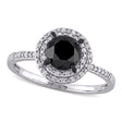 Round Black and White Diamond Double Halo Ring 14k W. Gold (1.61ct)