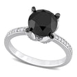 Round Cut Black and White Diamond Solitaire Ring 14k W. Gold (3.06ct)