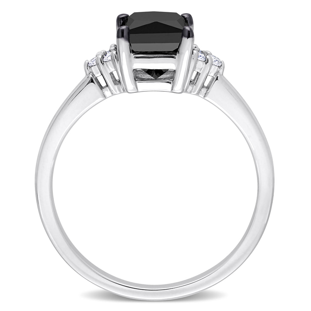 Black and White Diamond Fashion Ring 14k White Gold (0.81ct)