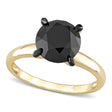 Round Cut Black Diamond Solitaire Ring in 14k Yellow Gold (3.00ct)