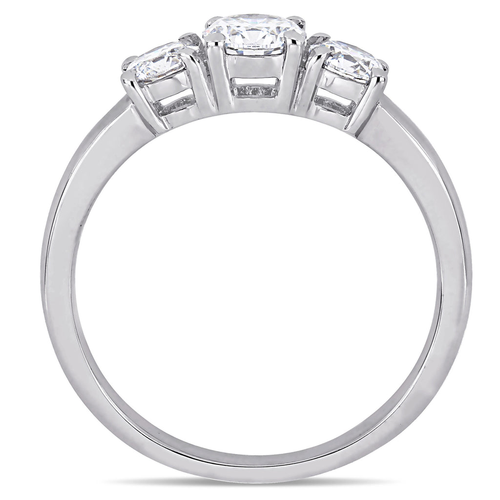 Round Cut Lab Grown Diamond 3-Stone Ring 14K White Gold (0.95ct)