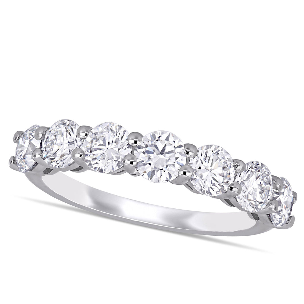 Round Cut Lab Grown Diamond Semi-Eternity Ring 14K White Gold (1.75ct)