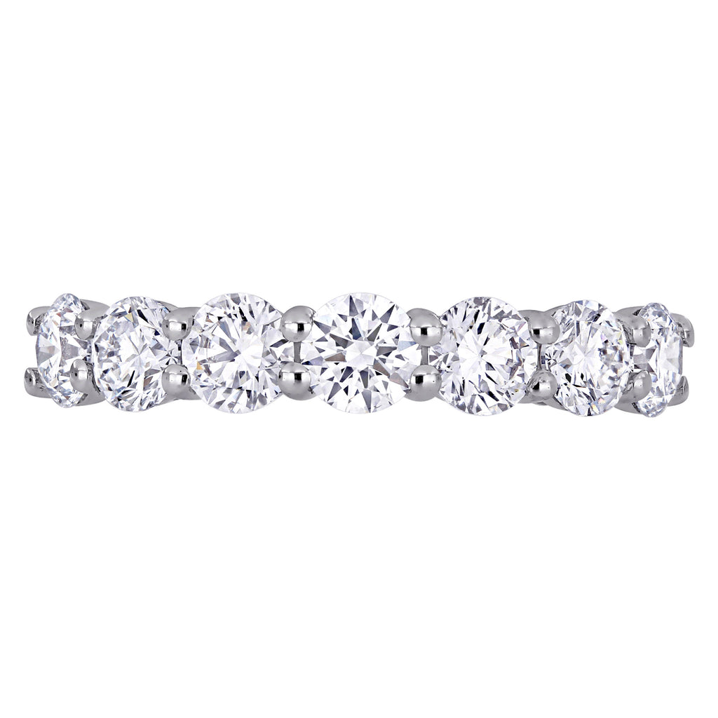 Round Cut Lab Grown Diamond Semi-Eternity Ring 14K White Gold (1.75ct)