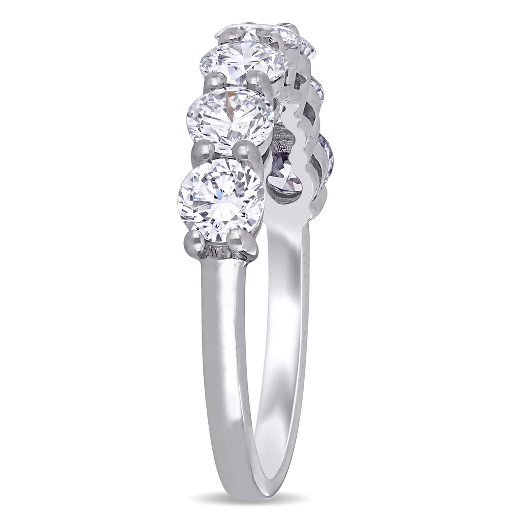 Round Cut Lab Grown Diamond Semi-Eternity Ring 14K White Gold (1.75ct)