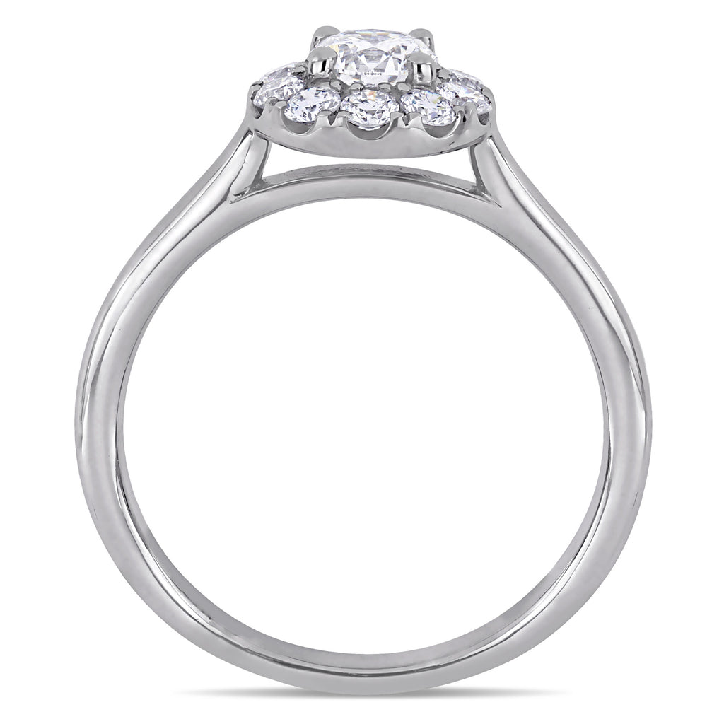 Round Cut Lab Grown Diamond Halo Ring 14K White Gold (0.63ct)