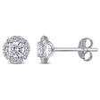 Round Cut Lab  Diamond Halo Stud Earrings 14k White Gold (0.72ct)