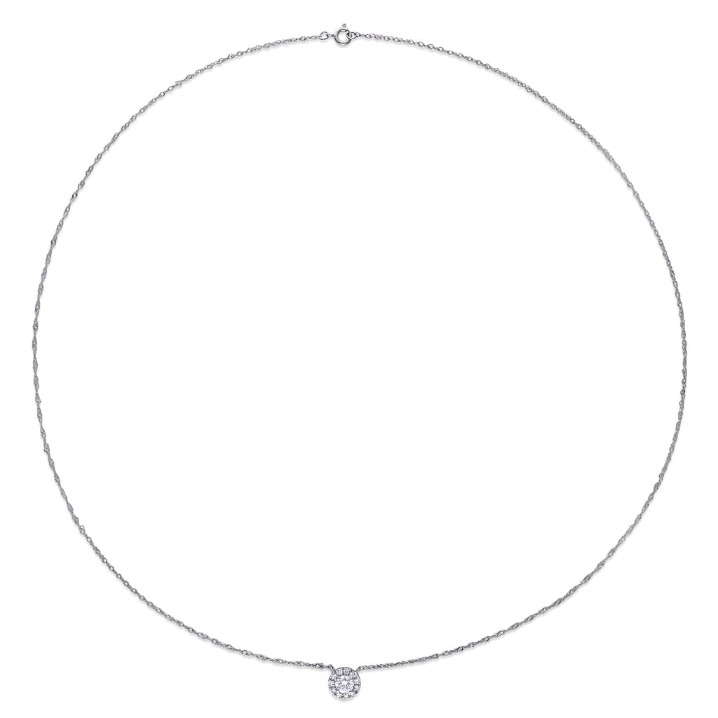 Round Cut Lab Grown Diamond Halo Necklace 14K White Gold (0.36ct)