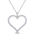 Round Cut Lab Grown Diamond Heart Pendant 14K White Gold (1.14ct)