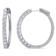 Round Cut Lab  Diamond Hoop Earrings 14k White Gold (2.40ct)