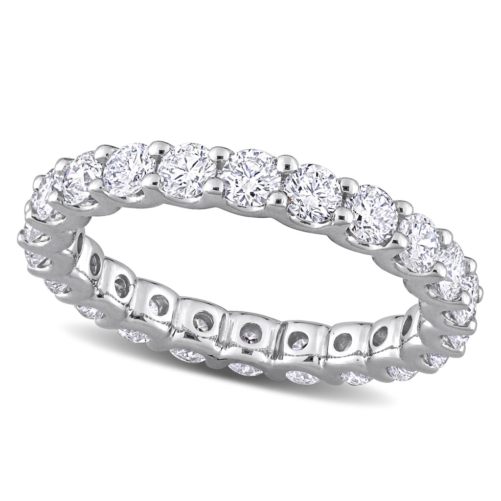 Round Cut Lab Grown Diamond Eternity Ring 14K White Gold (2.20ct)