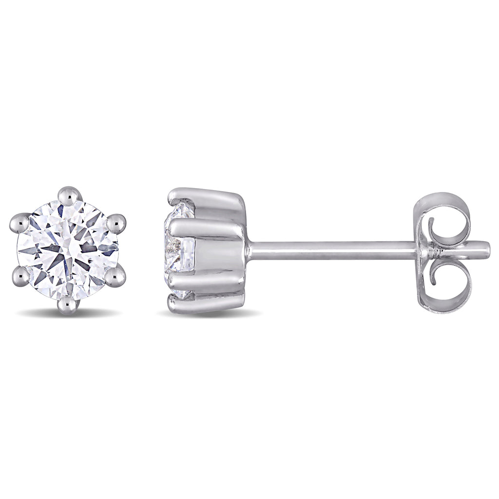 Round Cut Lab Grown Diamond Stud Earrings 14k White Gold (0.62ct)