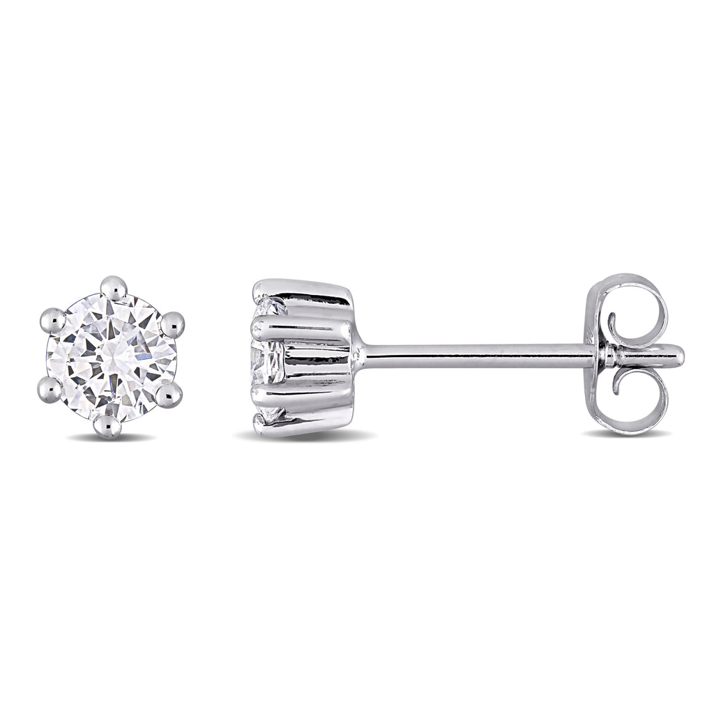 Round Cut Lab Grown Diamond Stud Earrings 14k White Gold (0.50ct)