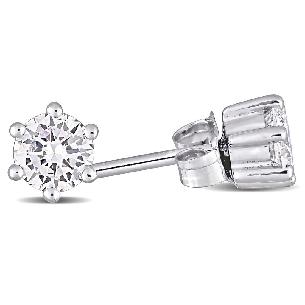 Round Cut Lab Grown Diamond Stud Earrings 14k White Gold (0.50ct)