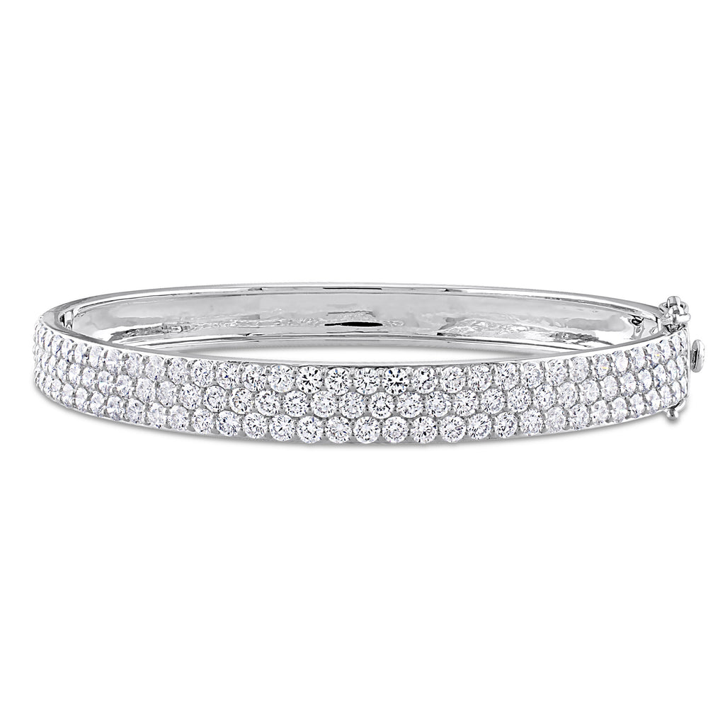 Round Cut Lab  Diamond Bangle Bracelet 14K White Gold (5.76ct)