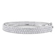 Round Cut Lab  Diamond Bangle Bracelet 14K White Gold (5.76ct)