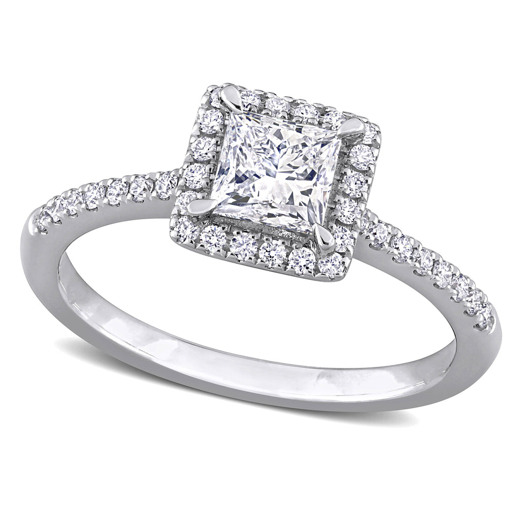 Princess Cut Lab  Diamond Engagement Ring 14K White Gold (1.00ct)