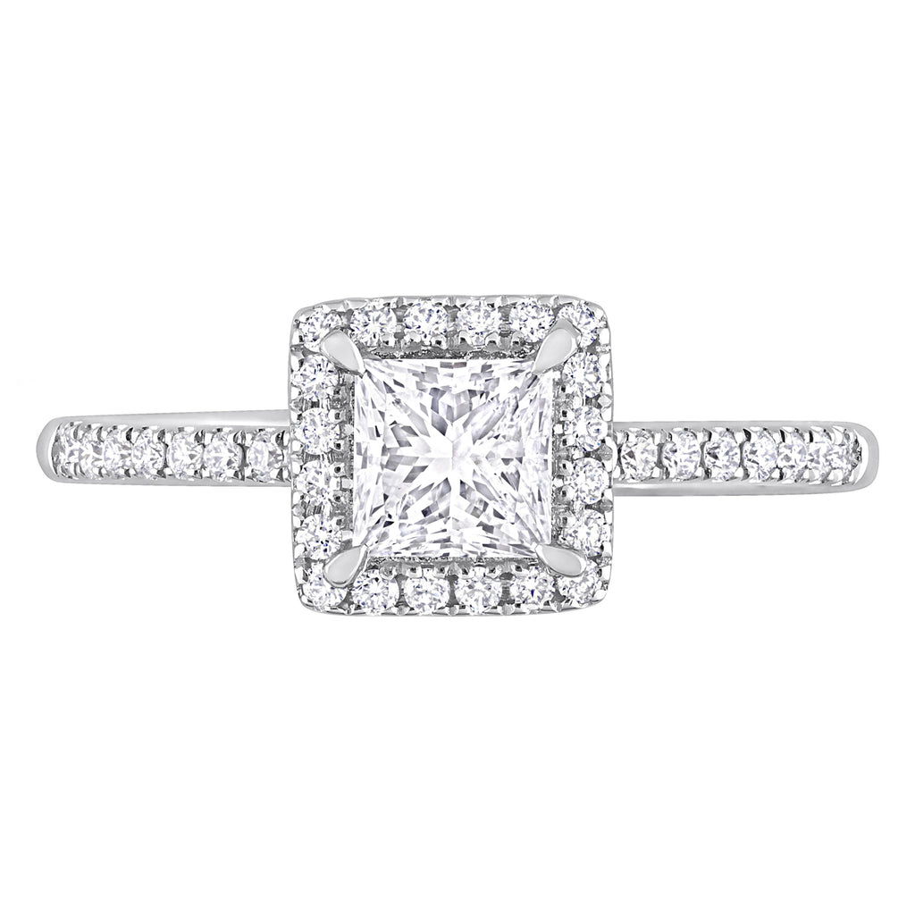 Princess Cut Lab  Diamond Engagement Ring 14K White Gold (1.00ct)