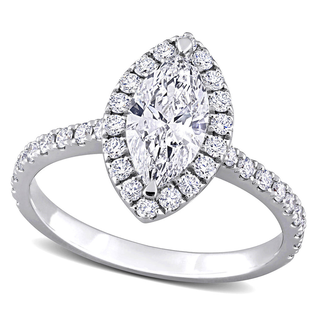 Marquise Cut Lab  Diamond Engagement Ring 14K White Gold (0.98ct)