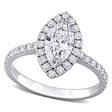 Marquise Cut Lab  Diamond Engagement Ring 14K White Gold (0.98ct)
