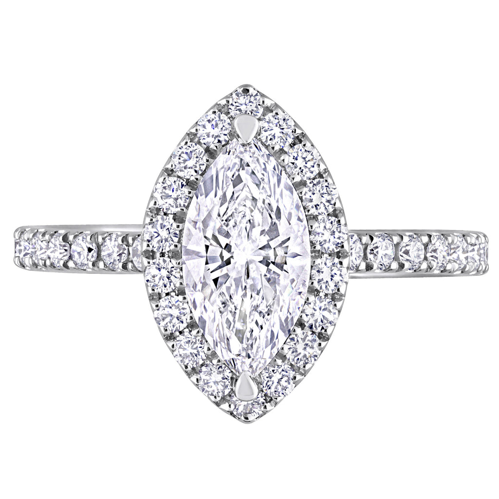 Marquise Cut Lab  Diamond Engagement Ring 14K White Gold (0.98ct)