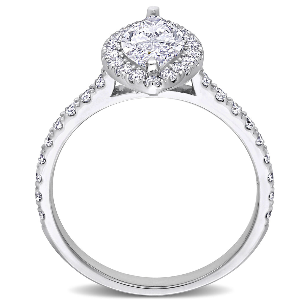 Marquise Cut Lab  Diamond Engagement Ring 14K White Gold (0.98ct)