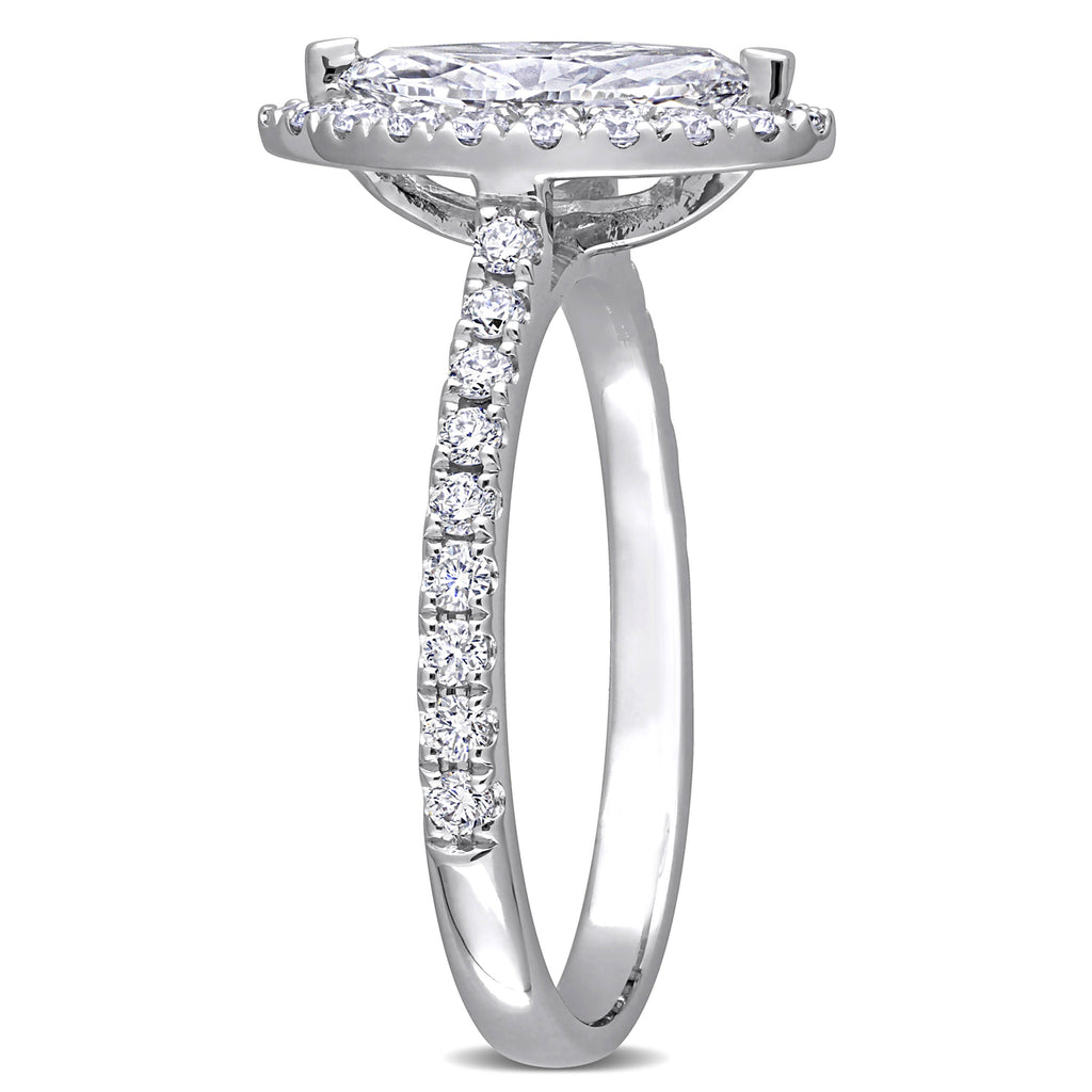 Marquise Cut Lab  Diamond Engagement Ring 14K White Gold (0.98ct)