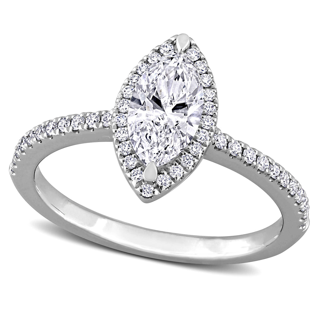 Marquise Cut Lab  Diamond Engagement Ring 14K White Gold (1.54ct)