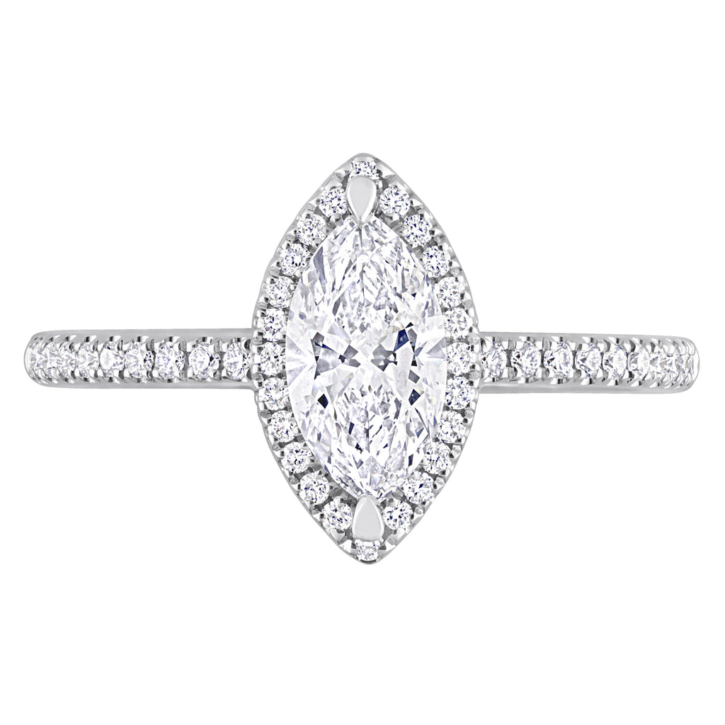 Marquise Cut Lab  Diamond Engagement Ring 14K White Gold (1.54ct)
