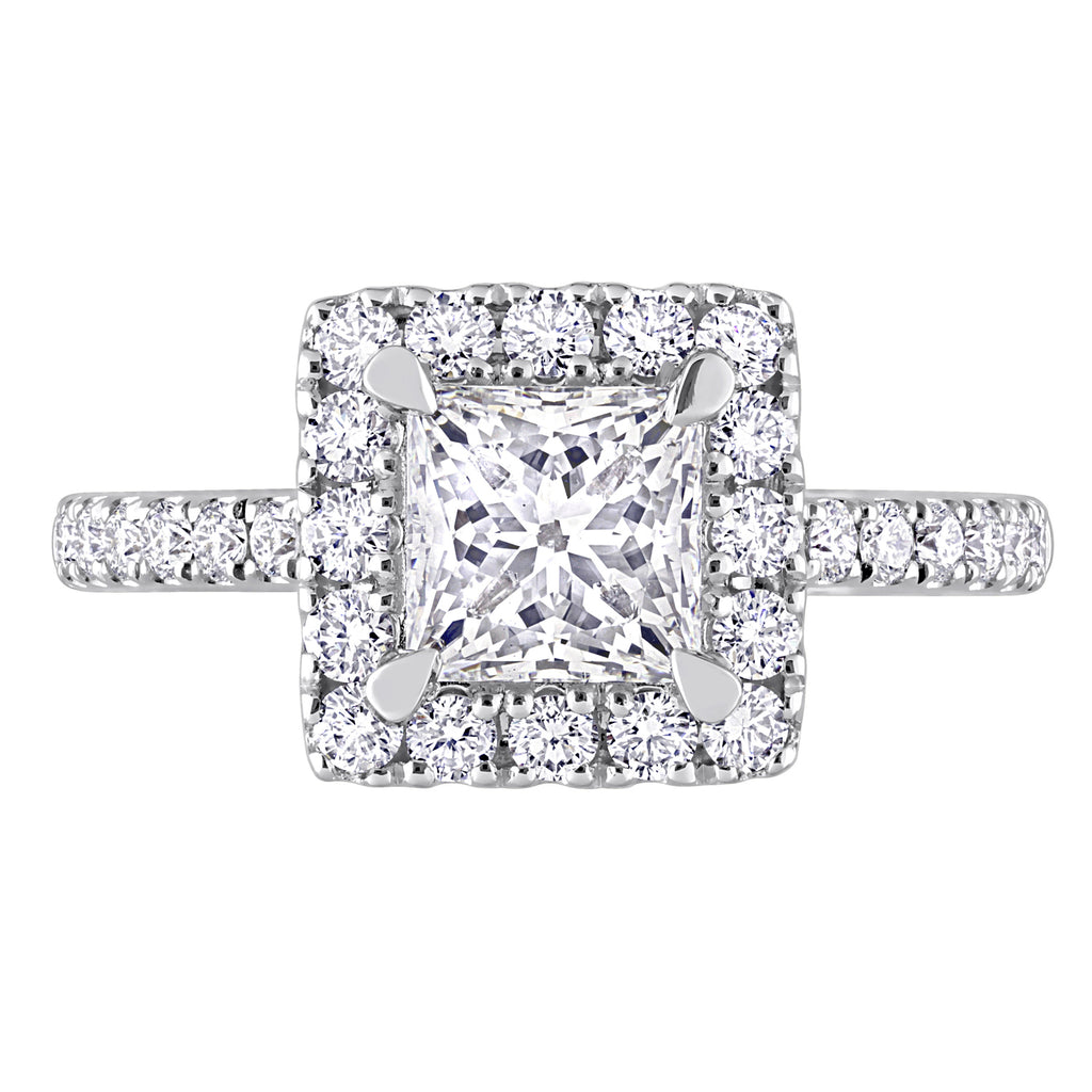 Princess Cut Lab  Diamond Engagement Ring 14K White Gold (2.00ct)