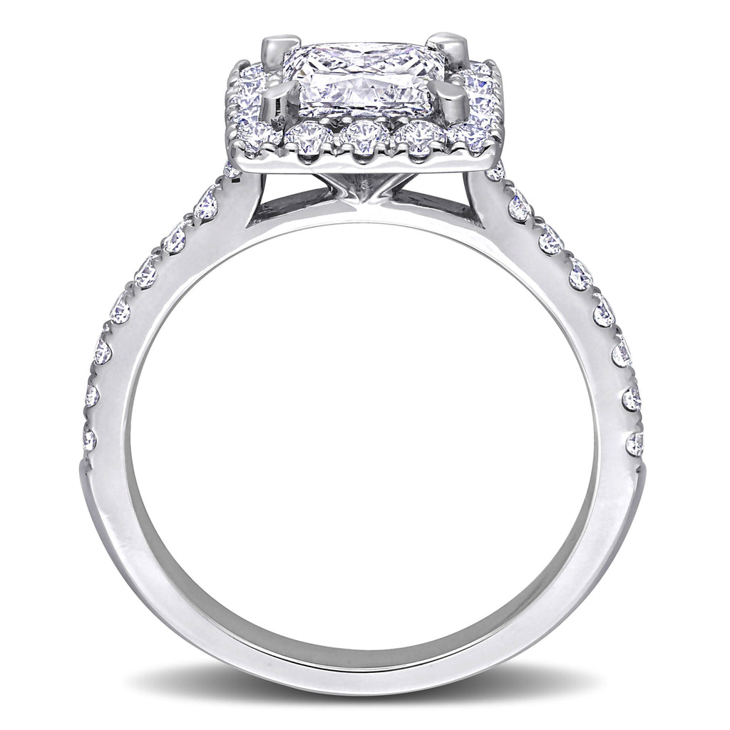 Princess Cut Lab  Diamond Engagement Ring 14K White Gold (2.00ct)