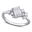 Emerald Cut Lab  Diamond Engagement Ring 14K White Gold (1.32ct)