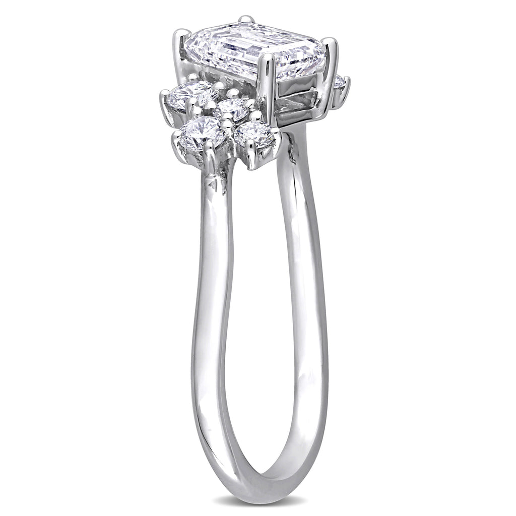 Emerald Cut Lab  Diamond Engagement Ring 14K White Gold (1.32ct)