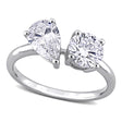 Pear & Round Cut Lab  Diamond Toi Et Moi Ring 14K White Gold (2.00ct)