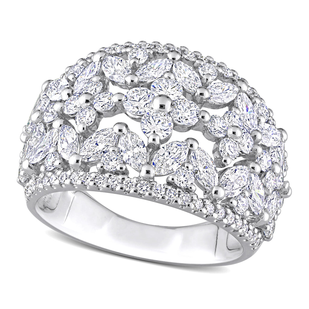 Marquise Cut Lab Grown Diamond Wide Band Ring 14K White Gold (3.28ct)