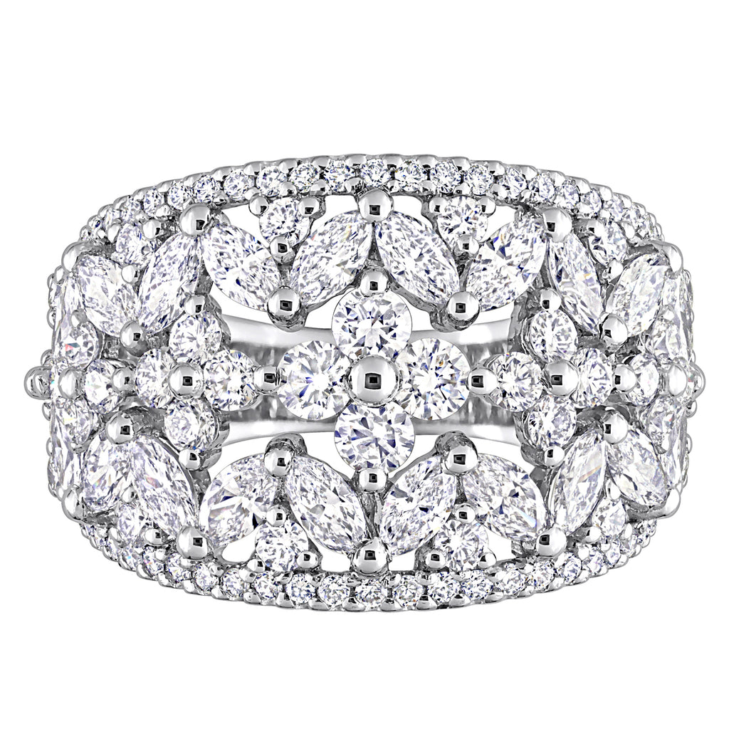 Marquise Cut Lab Grown Diamond Wide Band Ring 14K White Gold (3.28ct)