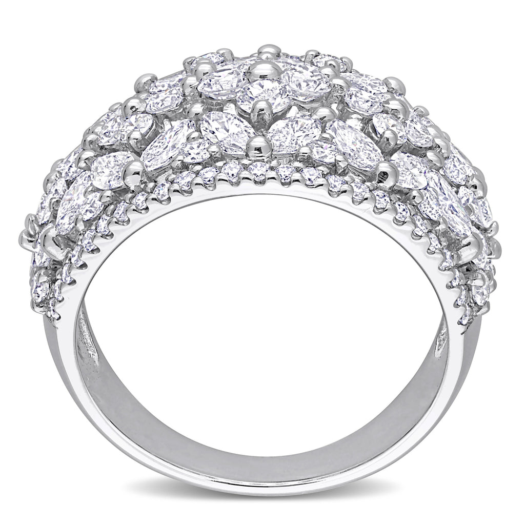 Marquise Cut Lab Grown Diamond Wide Band Ring 14K White Gold (3.28ct)