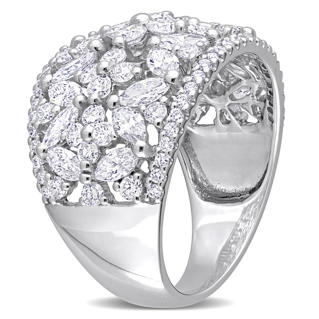 Marquise Cut Lab Grown Diamond Wide Band Ring 14K White Gold (3.28ct)
