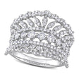 Round Cut Lab  Diamond Crown Cocktail Ring 14K White Gold (1.18ct)