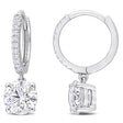 Round Cut Lab  Diamond Huggie Dangling Earrings 14k White Gold (2.11ct)