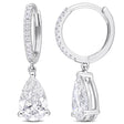 Pear Cut Lab Grown Diamond Huggie Dangling Earrings 14k White Gold (2.11ct)