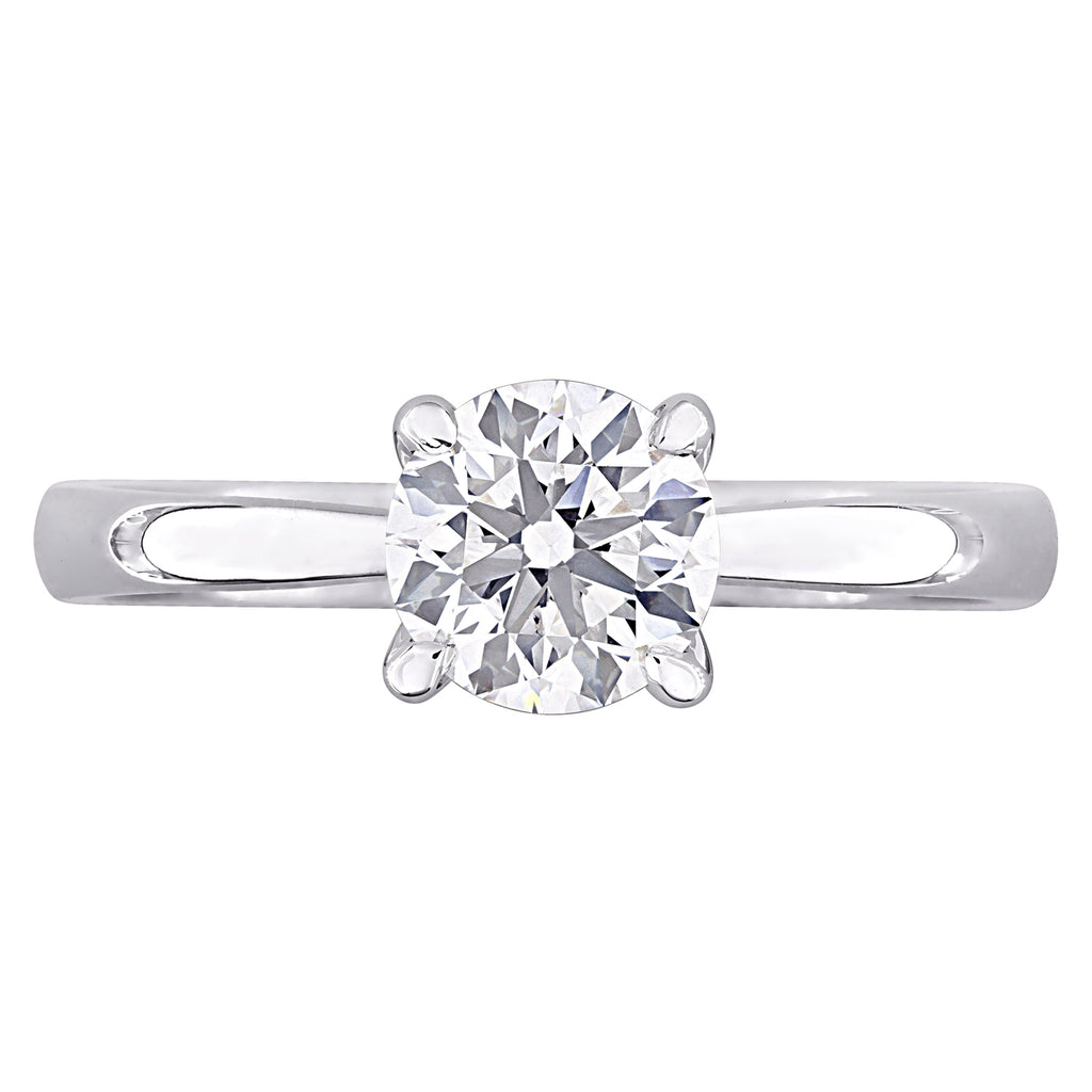 Round Cut Lab  Diamond Solitaire Ring 14K White Gold (1.07ct)
