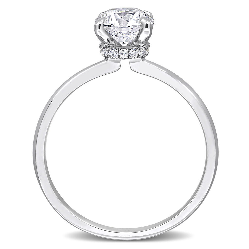 Round Cut Lab  Diamond Solitaire Ring 14K White Gold (1.07ct)