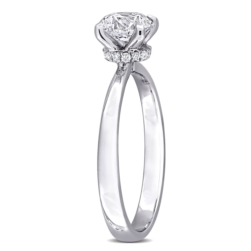 Round Cut Lab  Diamond Solitaire Ring 14K White Gold (1.07ct)