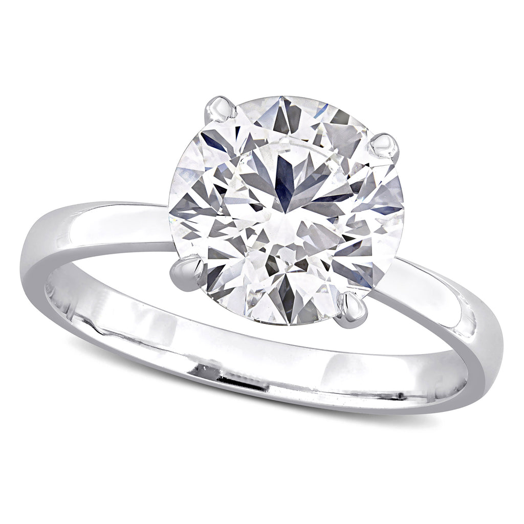Round Cut Lab Grown Diamond Solitaire Ring 14K White Gold (2.09ct)