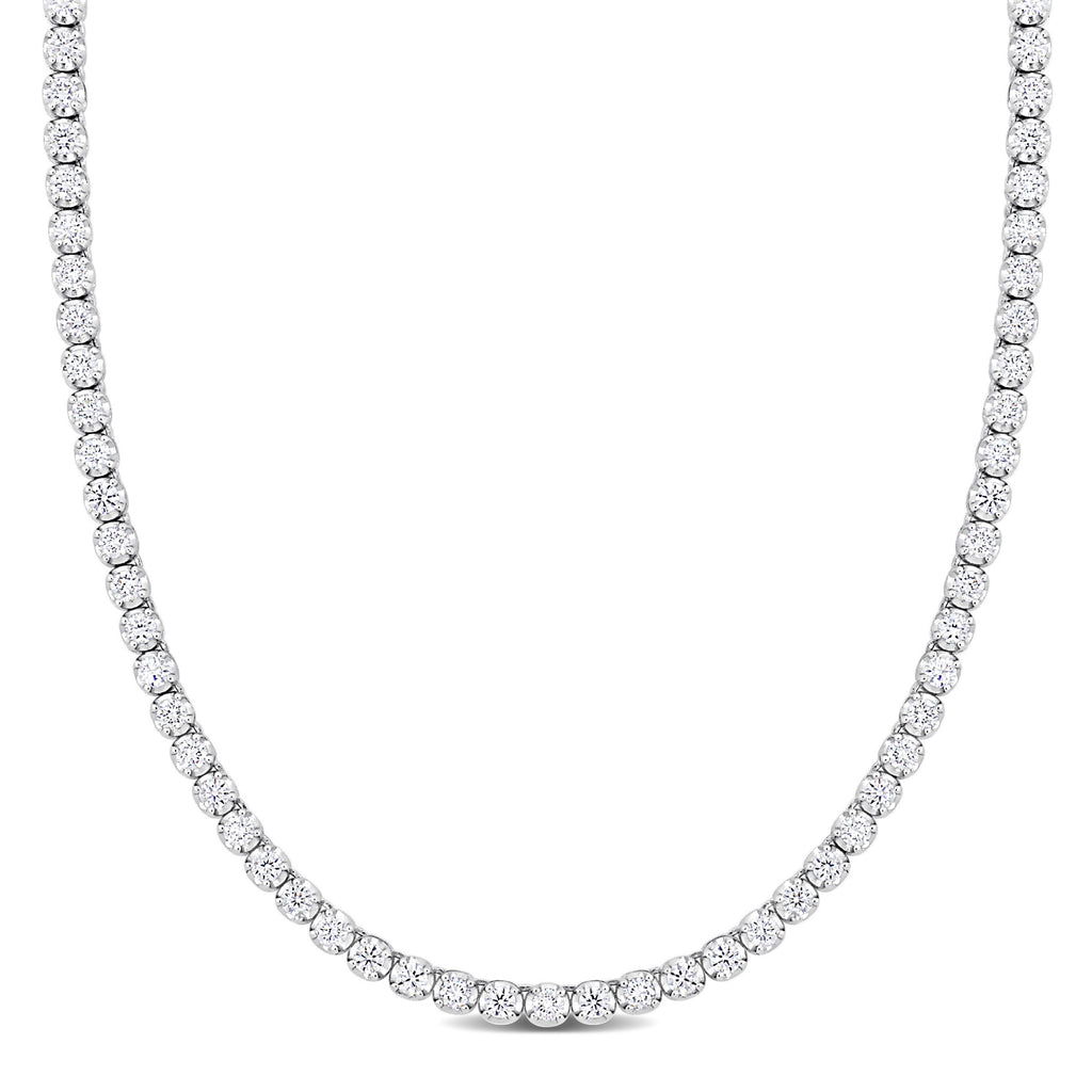 Round Cut Lab Grown Diamond Tennis Necklace 14K White Gold (6.44ct)