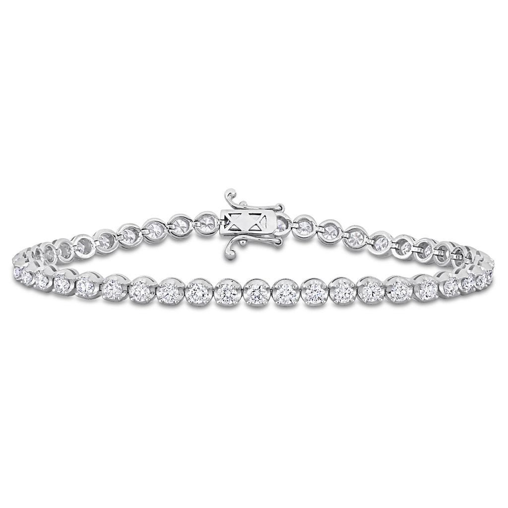Round Cut Lab  Diamond Tennis Bracelet 14K White Gold (3.71ct)